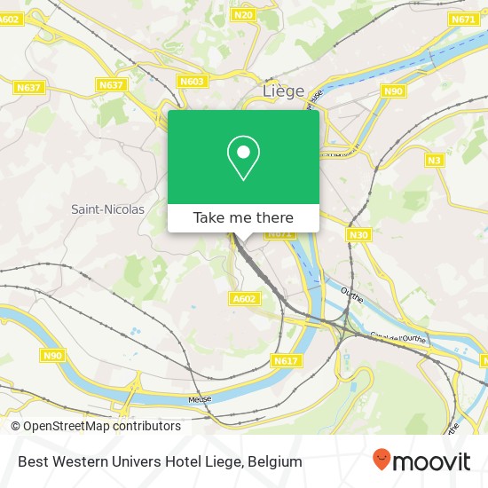 Best Western Univers Hotel Liege map