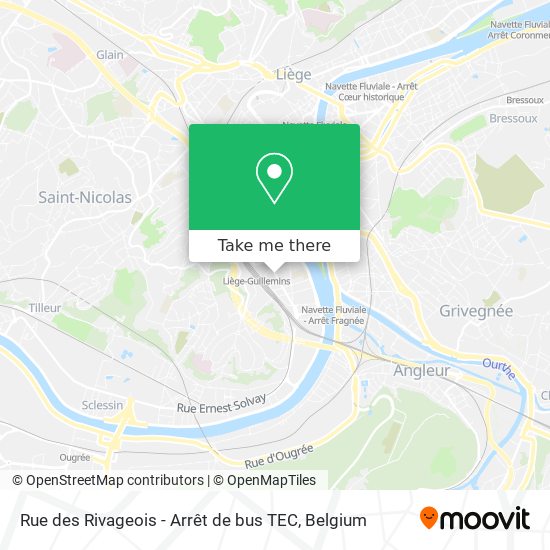 Rue des Rivageois - Arrêt de bus TEC plan