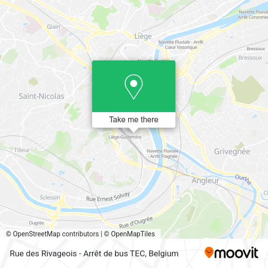Rue des Rivageois - Arrêt de bus TEC map
