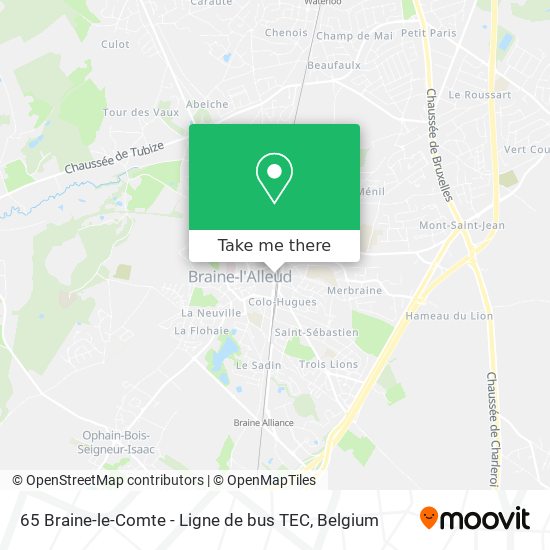65 Braine-le-Comte - Ligne de bus TEC map