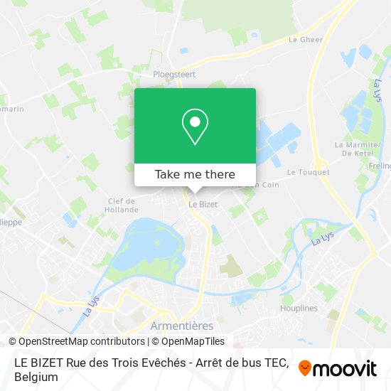 LE BIZET Rue des Trois Evêchés - Arrêt de bus TEC map