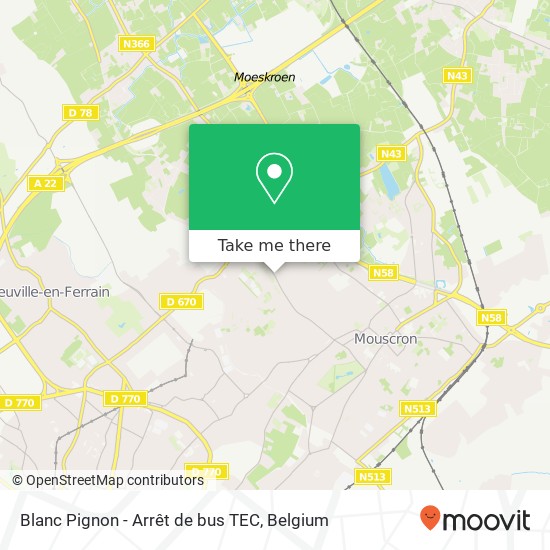 Blanc Pignon - Arrêt de bus TEC map