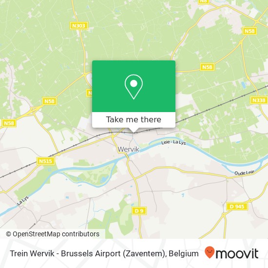 Trein Wervik - Brussels Airport (Zaventem) map