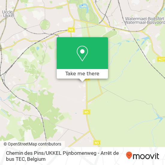 Chemin des Pins / UKKEL Pijnbomenweg - Arrêt de bus TEC map