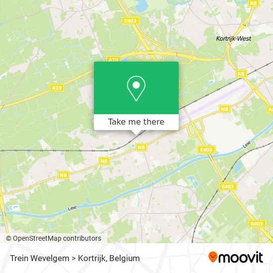 Trein Wevelgem > Kortrijk map