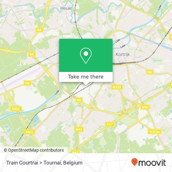 Train Courtrai > Tournai map