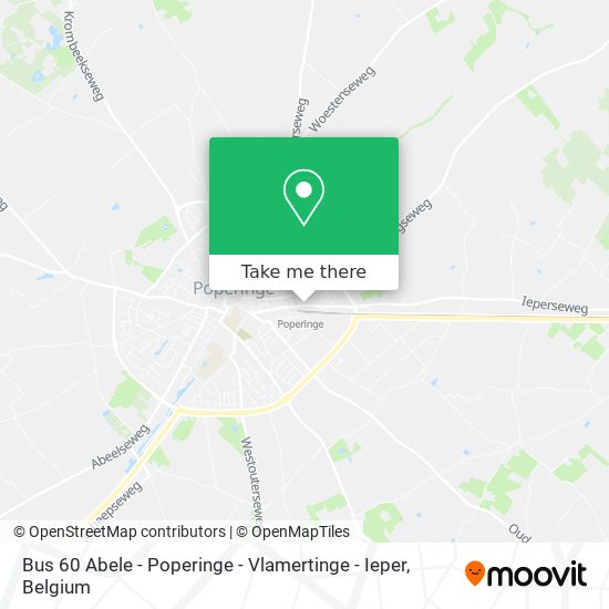 Bus 60 Abele - Poperinge - Vlamertinge - Ieper map