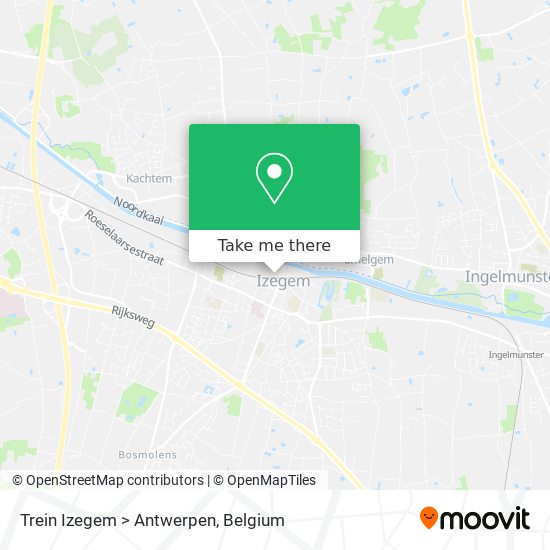 Trein Izegem > Antwerpen map
