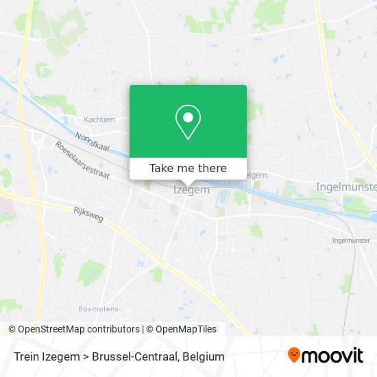 Trein Izegem > Brussel-Centraal map