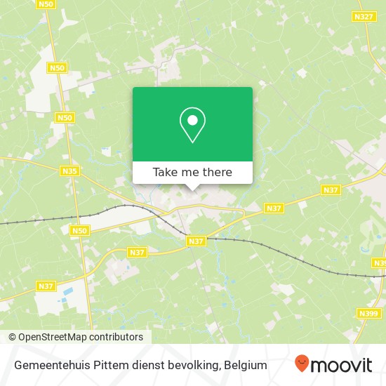 Gemeentehuis Pittem dienst bevolking map