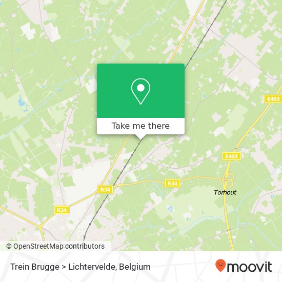 Trein Brugge > Lichtervelde map