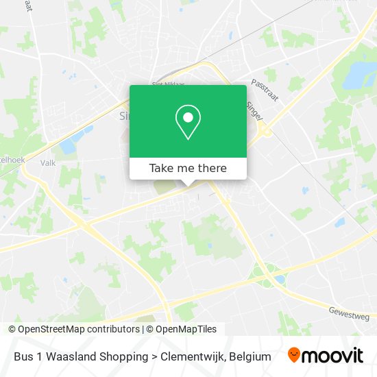 Bus 1 Waasland Shopping > Clementwijk map