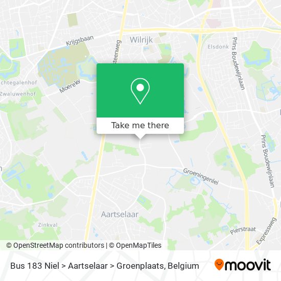 Bus 183 Niel > Aartselaar > Groenplaats map