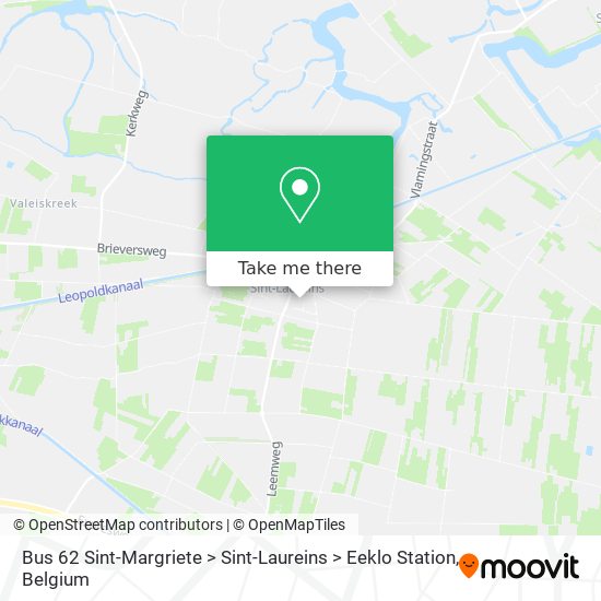 Bus 62 Sint-Margriete > Sint-Laureins > Eeklo Station map
