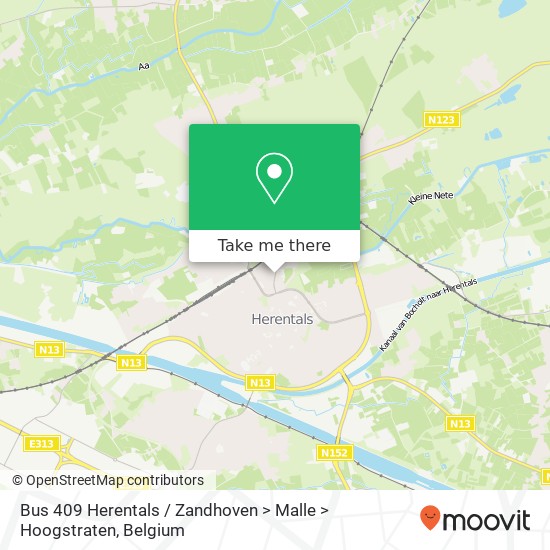 Bus 409 Herentals / Zandhoven > Malle > Hoogstraten map