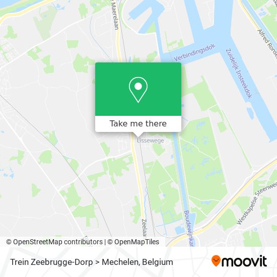 Trein Zeebrugge-Dorp > Mechelen map