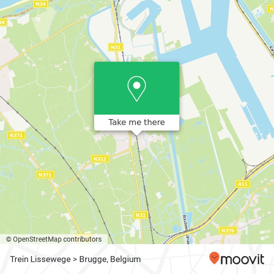 Trein Lissewege > Brugge map