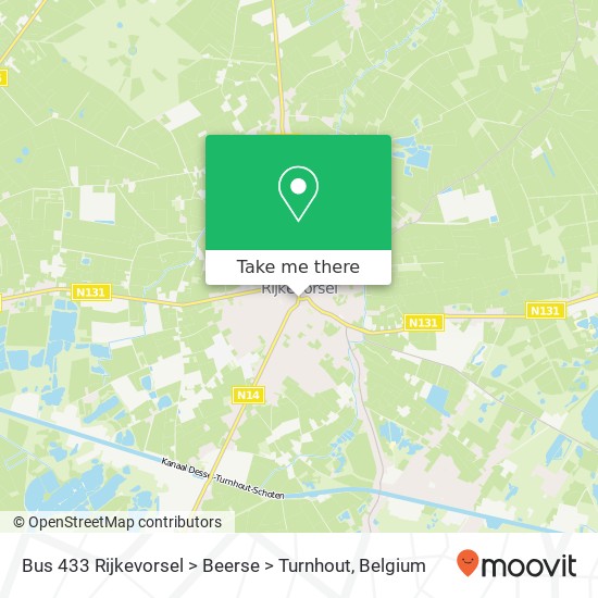 Bus 433 Rijkevorsel > Beerse > Turnhout map