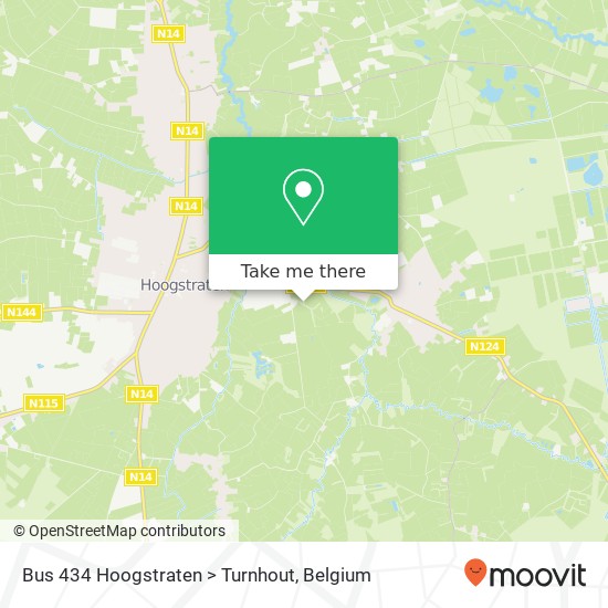 Bus 434 Hoogstraten > Turnhout map