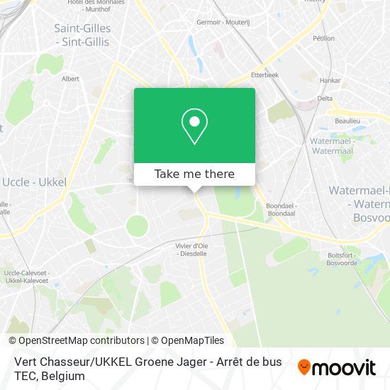 Vert Chasseur / UKKEL Groene Jager - Arrêt de bus TEC map