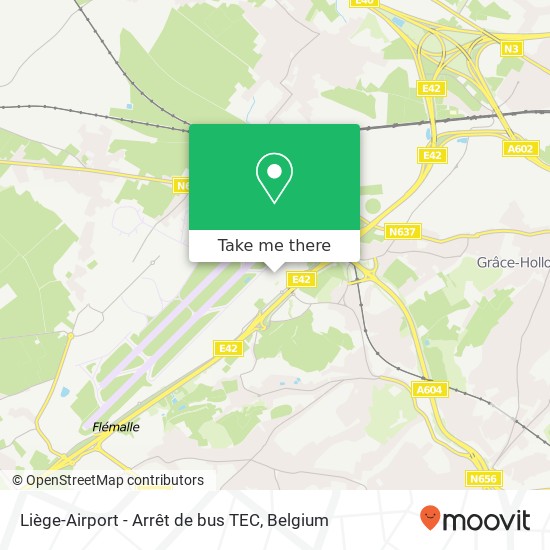 Liège-Airport - Arrêt de bus TEC plan