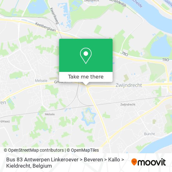 Bus 83 Antwerpen Linkeroever > Beveren > Kallo > Kieldrecht map