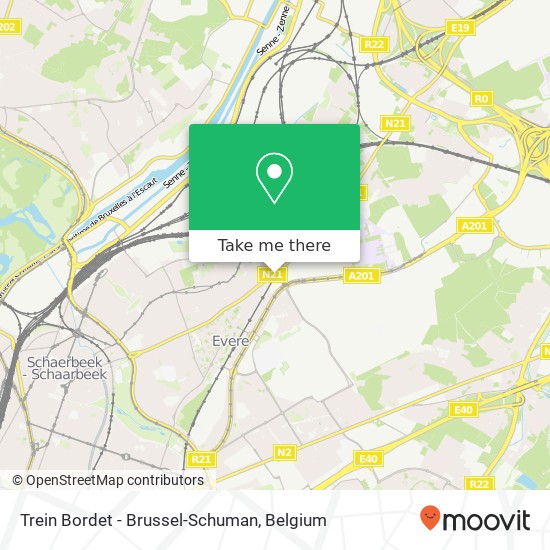 Trein Bordet - Brussel-Schuman map