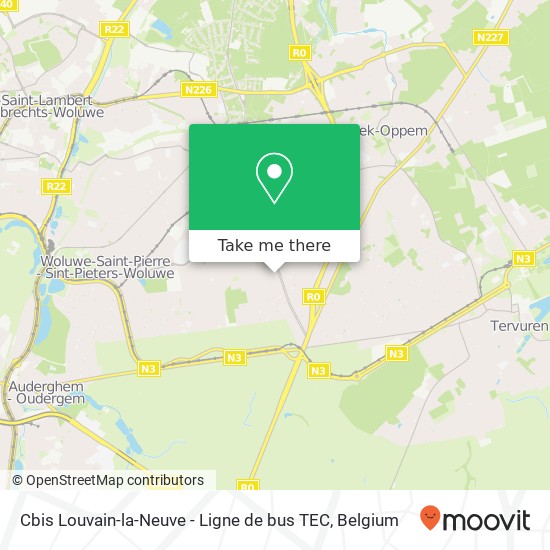 Cbis Louvain-la-Neuve - Ligne de bus TEC map