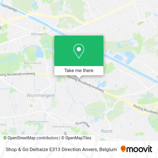 Shop & Go Delhaize E313 Direction Anvers map