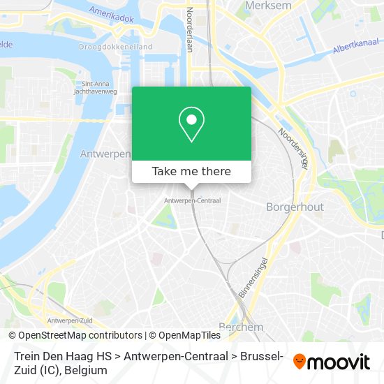 Trein Den Haag HS > Antwerpen-Centraal > Brussel-Zuid (IC) plan