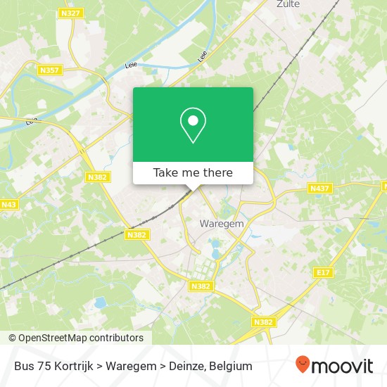 Bus 75 Kortrijk > Waregem > Deinze plan