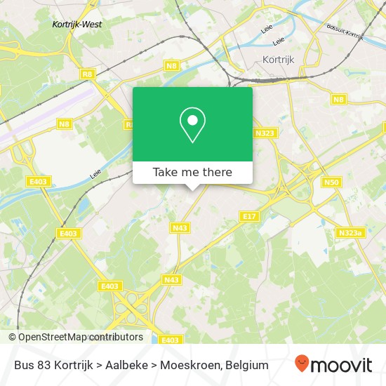 Bus 83 Kortrijk > Aalbeke > Moeskroen plan