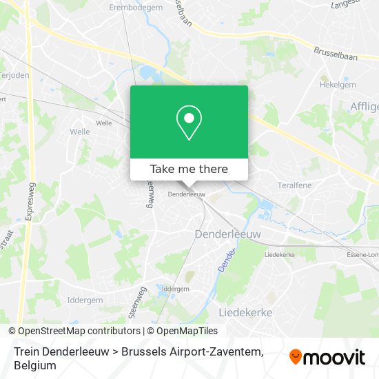 Trein Denderleeuw > Brussels Airport-Zaventem plan