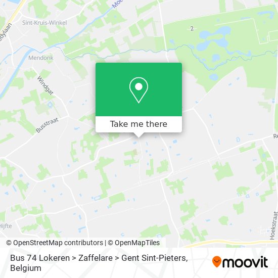 Bus 74 Lokeren > Zaffelare > Gent Sint-Pieters map