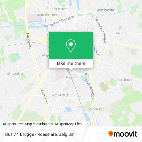 Bus 74 Brugge - Roeselare plan