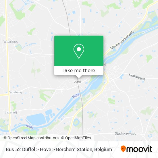 Bus 52 Duffel > Hove > Berchem Station map