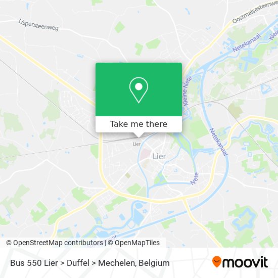 Bus 550 Lier > Duffel > Mechelen map