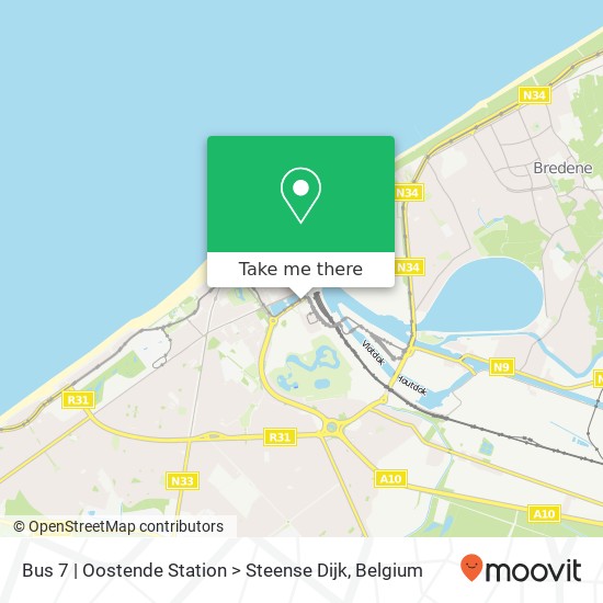 Bus 7 | Oostende Station > Steense Dijk map