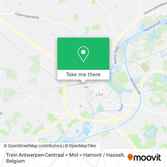 Trein Antwerpen-Centraal > Mol > Hamont / Hasselt plan