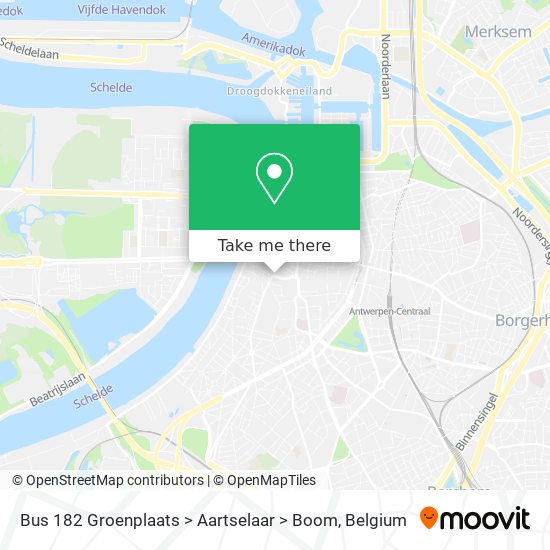 Bus 182 Groenplaats > Aartselaar > Boom map