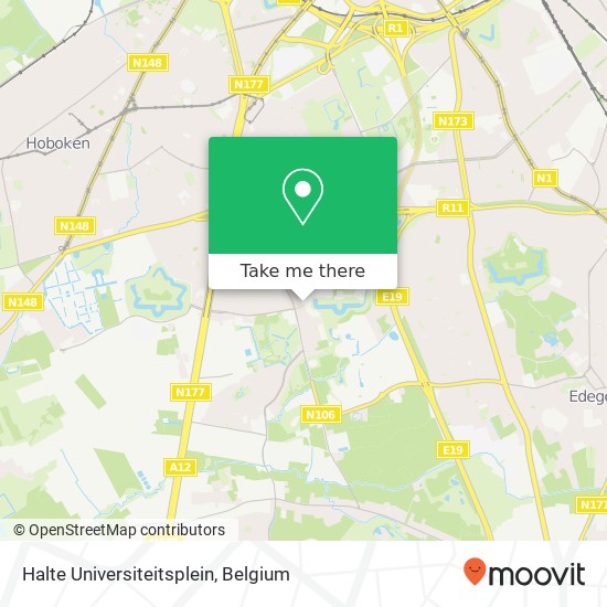 Halte Universiteitsplein map