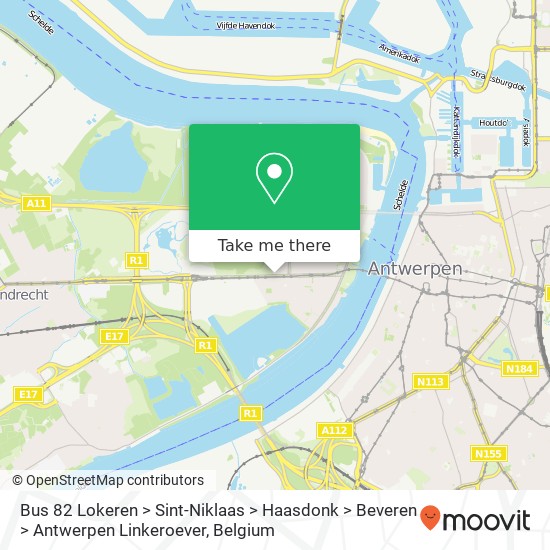 Bus 82 Lokeren > Sint-Niklaas > Haasdonk > Beveren > Antwerpen Linkeroever plan