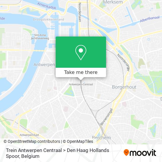 Trein Antwerpen Centraal > Den Haag Hollands Spoor map