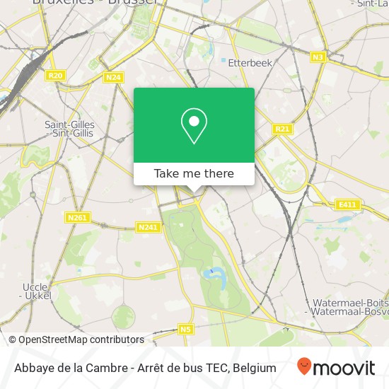 Abbaye de la Cambre - Arrêt de bus TEC map