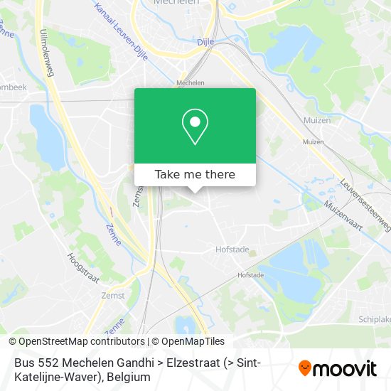 Bus 552 Mechelen Gandhi > Elzestraat (> Sint-Katelijne-Waver) map