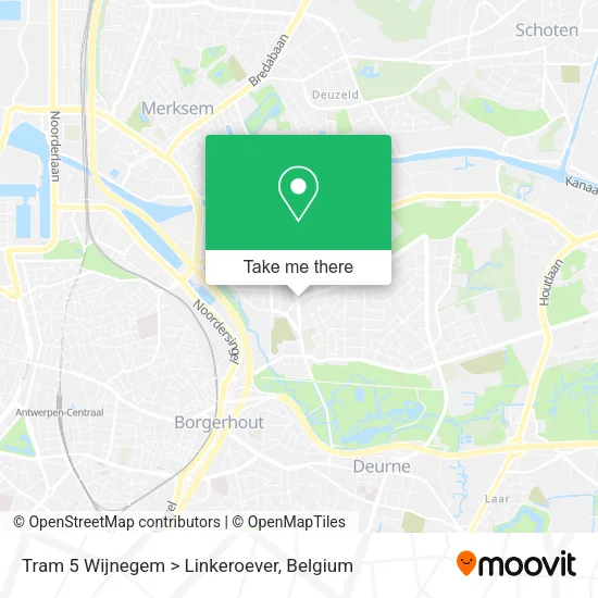 Tram 5 Wijnegem > Linkeroever map