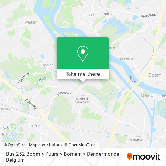 Bus 252 Boom > Puurs > Bornem > Dendermonde map