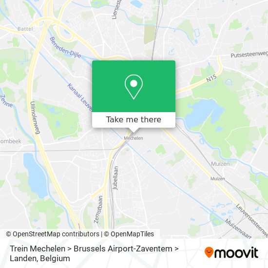 Trein Mechelen > Brussels Airport-Zaventem > Landen map