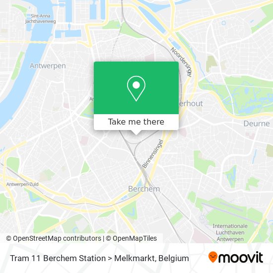 Tram 11 Berchem Station > Melkmarkt map
