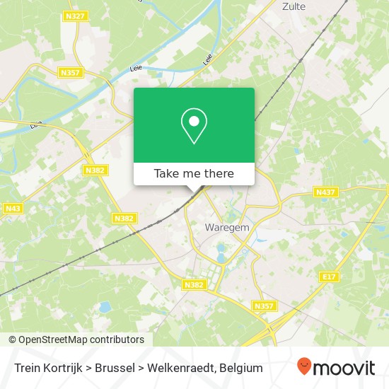 Trein Kortrijk > Brussel > Welkenraedt map